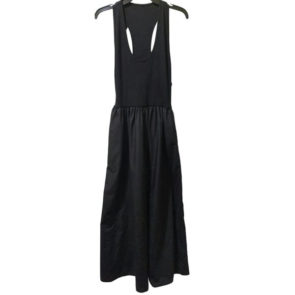 NWT Commense Black Ribbed Racerback Tank Maxi Dress W/Pockets Size Large - Picture 1 of 8